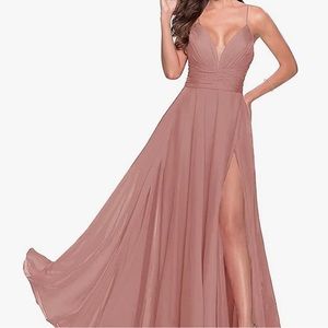 Rose Blush bridesmaid dress, deep v neck, 4